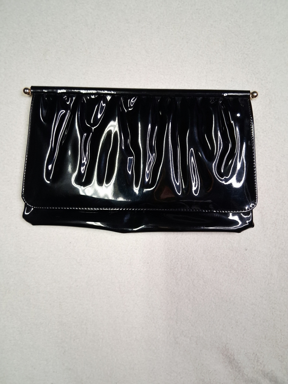 Vintage Cabrelli Canada Patent Leather Black Fold-Over Clutch - Women